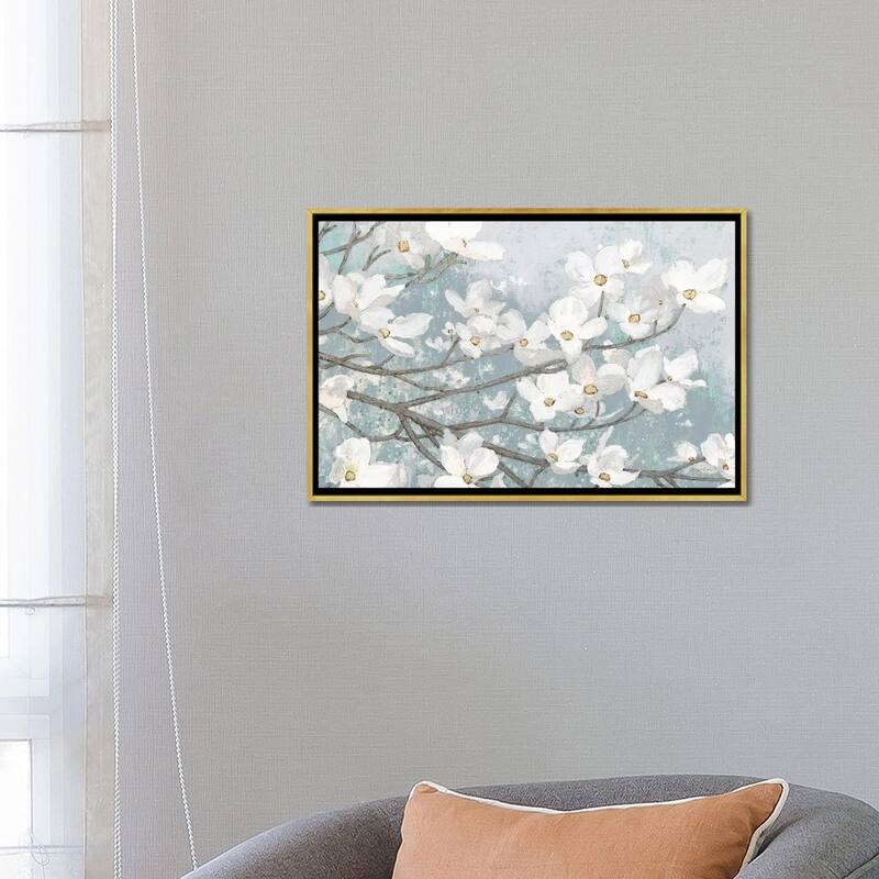 iCanvas "Dogwood Blossoms II In Blue Gray Crop" by James Wiens Framed Canvas Print