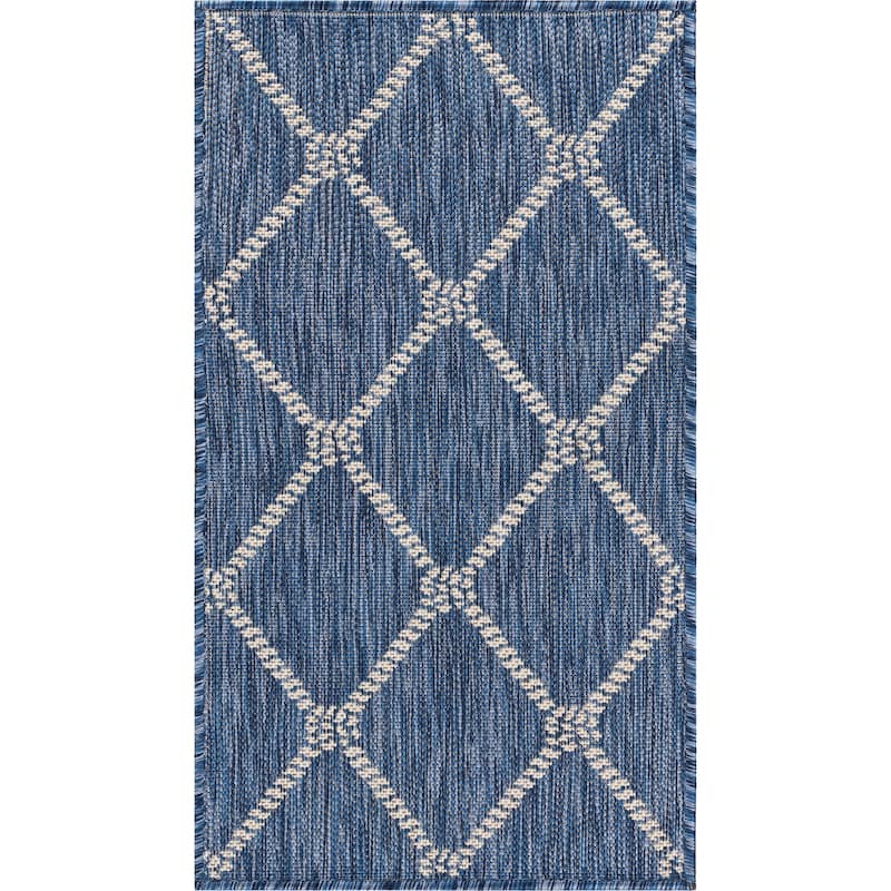 Sevita Tides Nautical Rope Knot Blue/White Indoor/Outdoor Area Rug