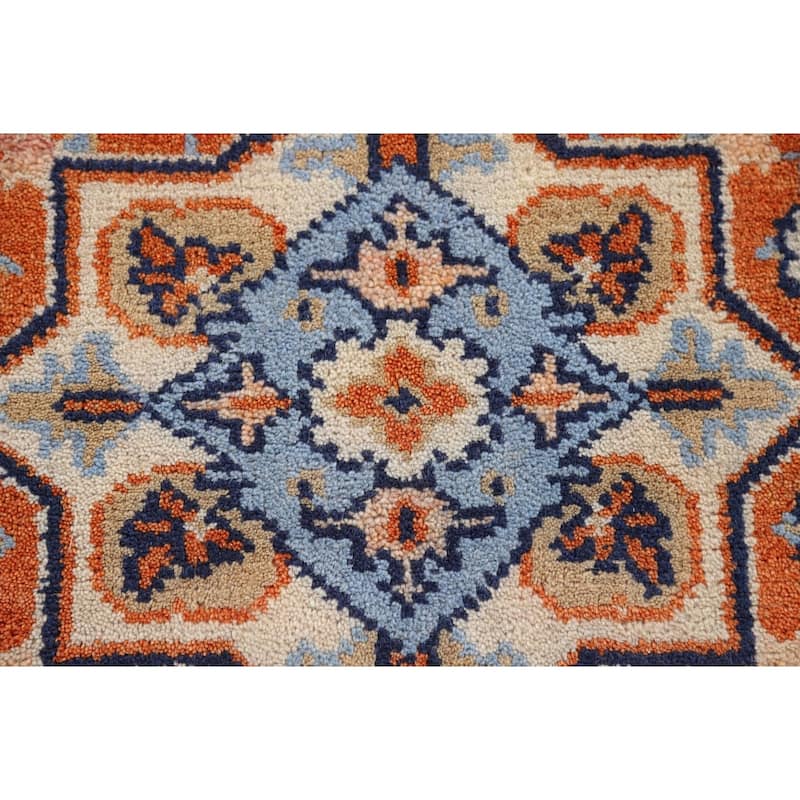 Orange & Blue Kazak Indian Foyer Rug Hand-Knotted Wool Carpet - 2'0" x 3'0"