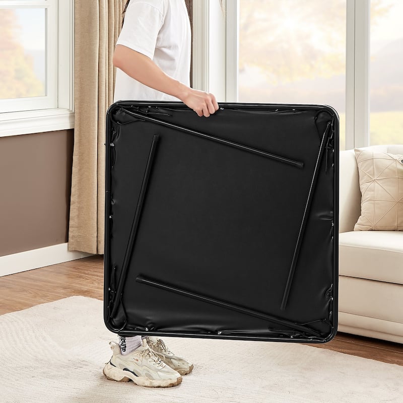 Javlergo 34" Square Folding Card Table with PU Leather Top Portable Game Activity Table with Collapsible Legs for Small Spaces