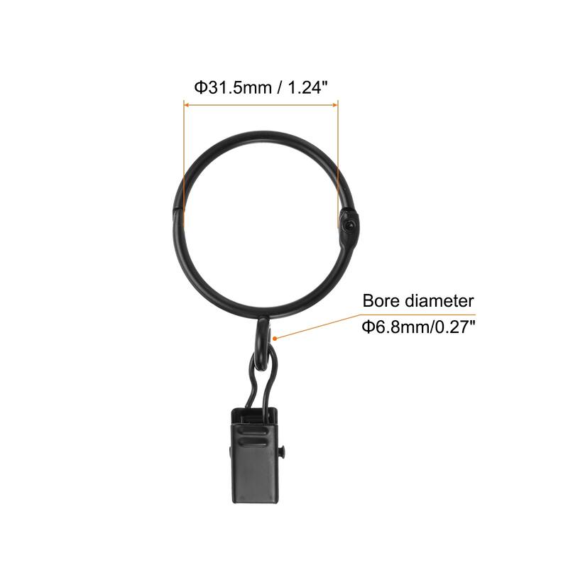 24 Pcs Drapery Curtain Rings with Clip Metal