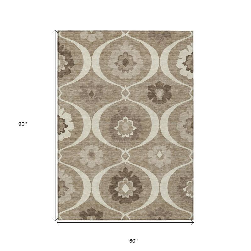 HomeRoots Medallion Transitional Rectangle Outdoor Rug