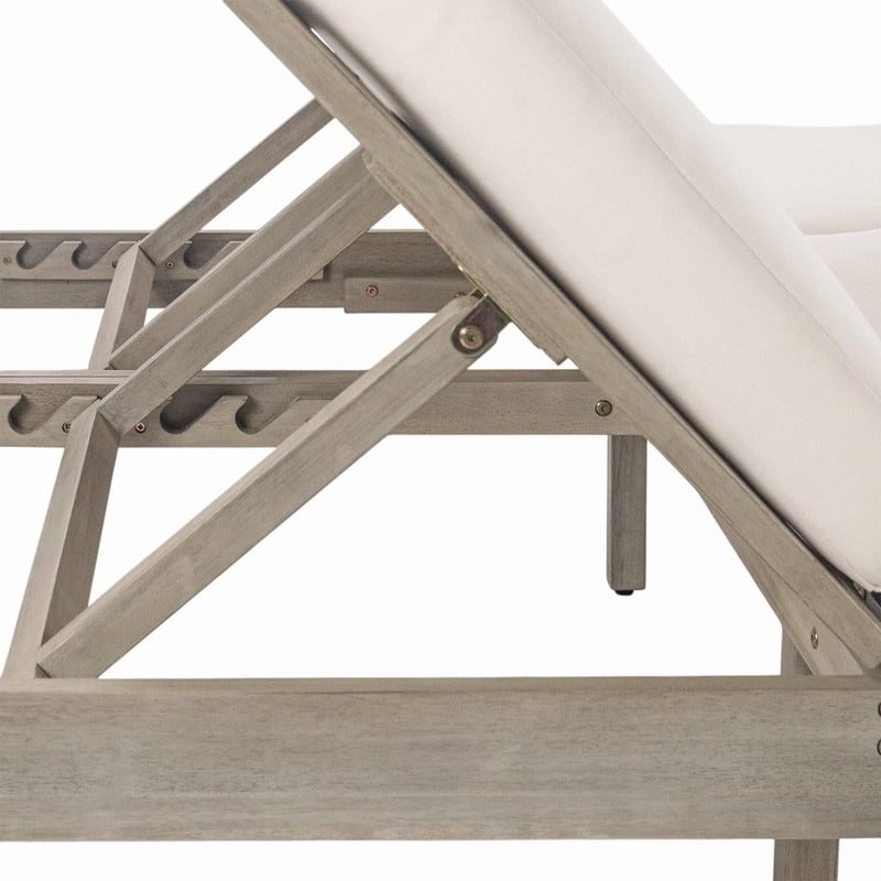 Acacia Wood Double Outdoor Chaise Lounge with 5-Position Adjustable Backrest