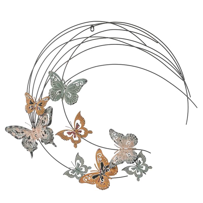 Metal Butterflies Moon Indoor/Outdoor Wall Decor