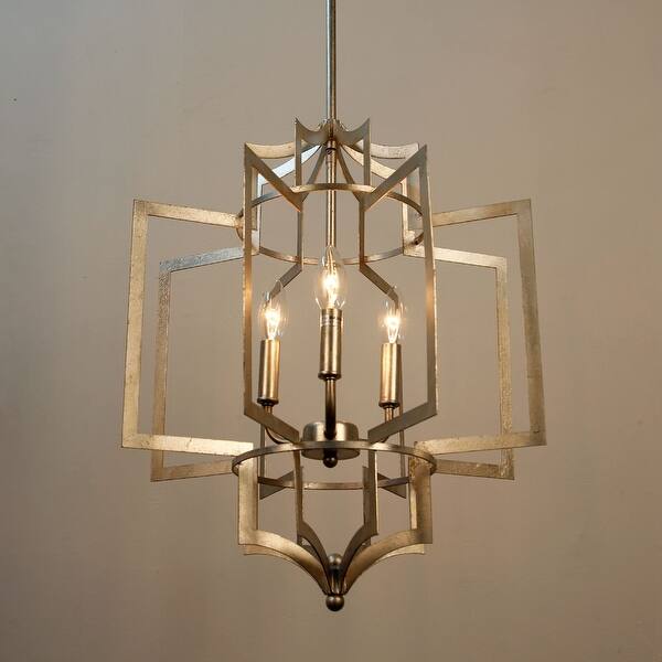 Shop Lantern Antique Silver 3 Light Foyer Chandelier Overstock
