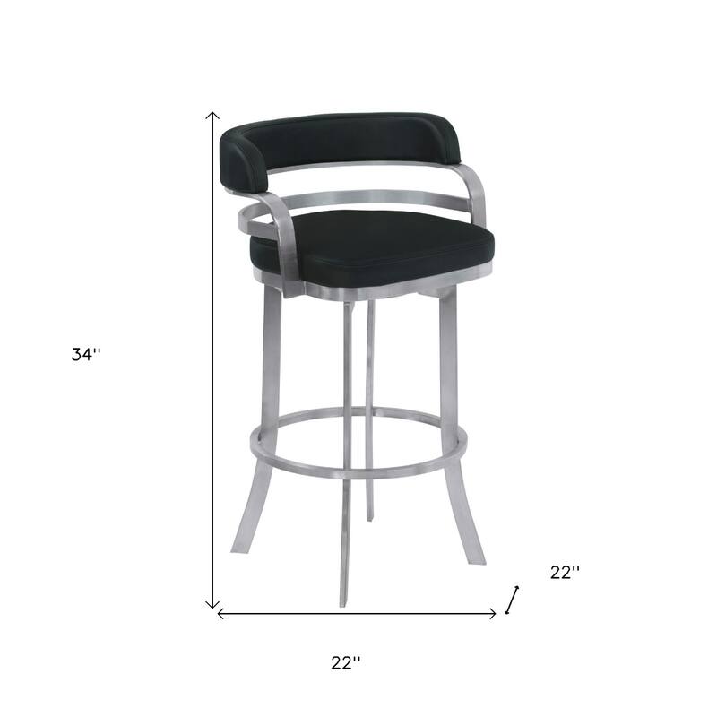 Faux Leather Counter Height Swivel Bar Chair with Silver Frame