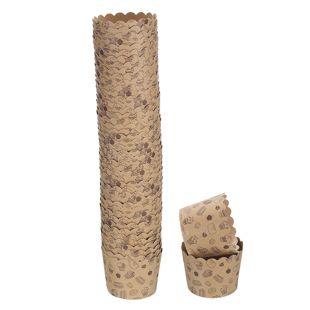 50Pcs Paper Baking Cups Brown Kraft Paper Muffins Liner Cupcake Small Cake