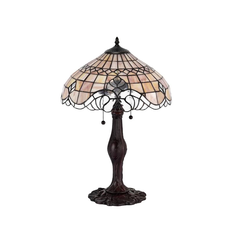Tiffany-style Pearl White Baroque Table Lamp