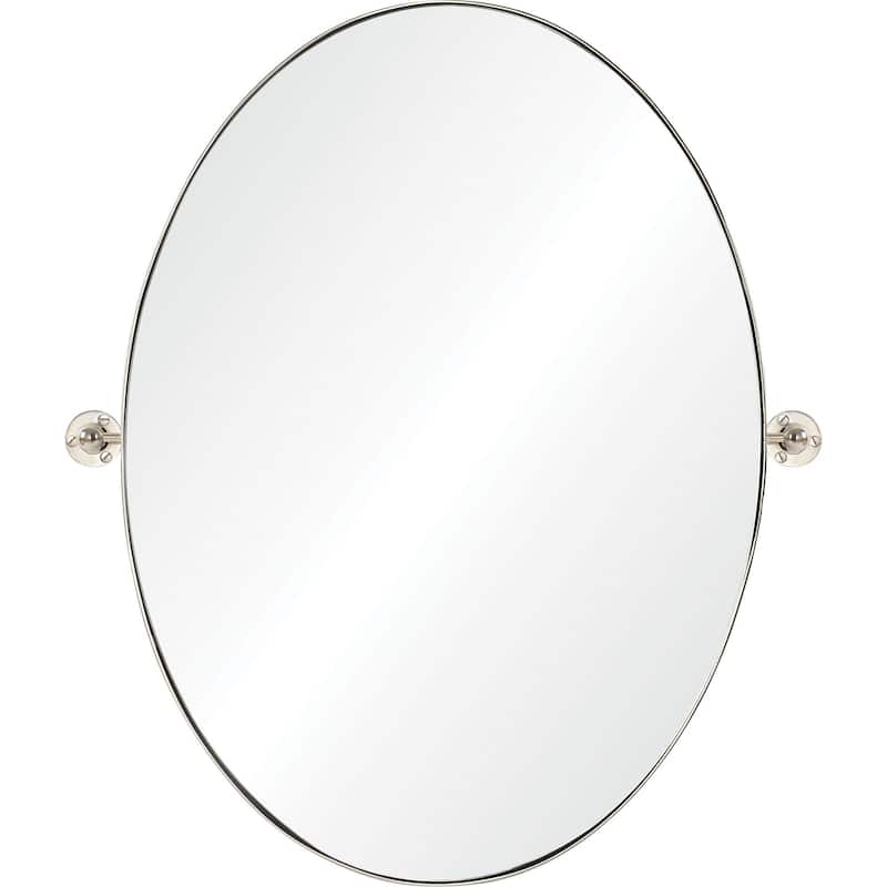 30" Silver Glass Framed Classic Oval Wall Mirror
