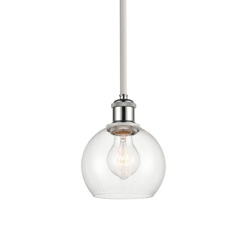 Innovations Lighting 516-1S-8-6 Athens Pendant Athens 6" Wide Mini - White and Polished Chrome / Clear