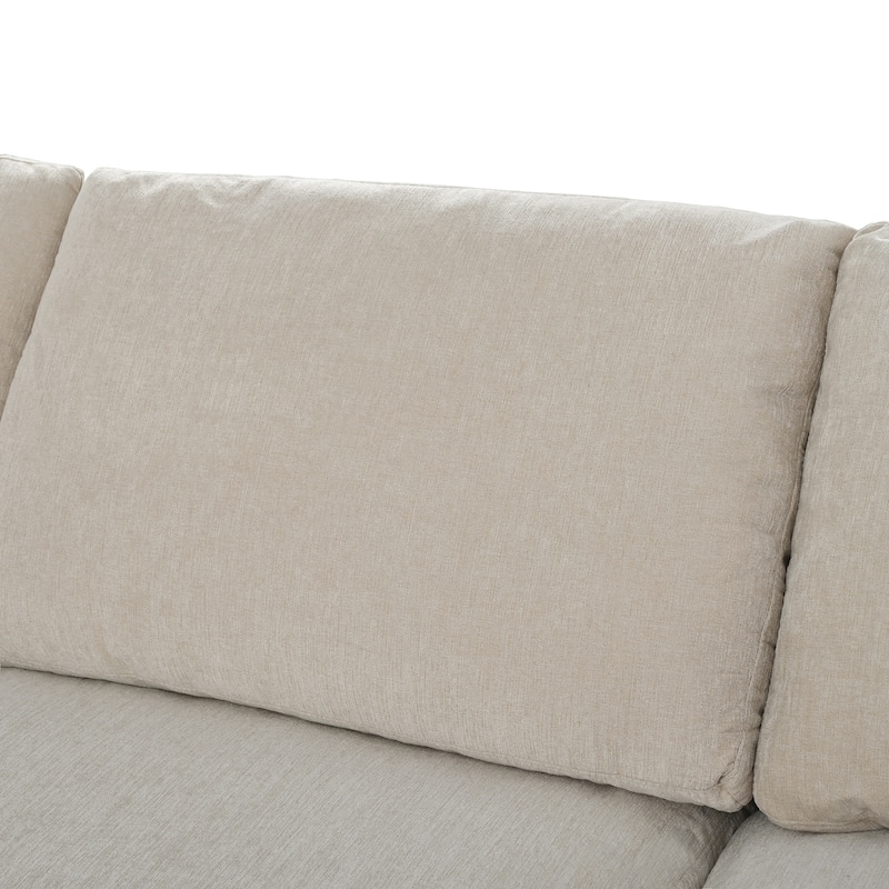 Roomfitters 124.8" 7-Seater Modular Sectional Sofa, Large Modern L-Shaped Upholstered Couch with Ottoman for Living Room, Beige