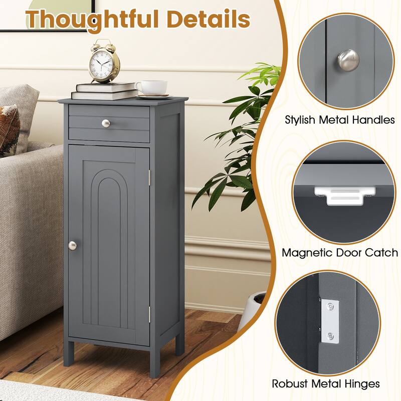 Costway Bathroom Floor Cabinet Storage Organizer Free-Standing with - See details