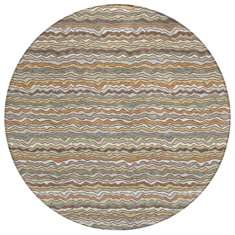 Machine Washable Indoor/ Outdoor Ziggy Stripe Chantille Rug
