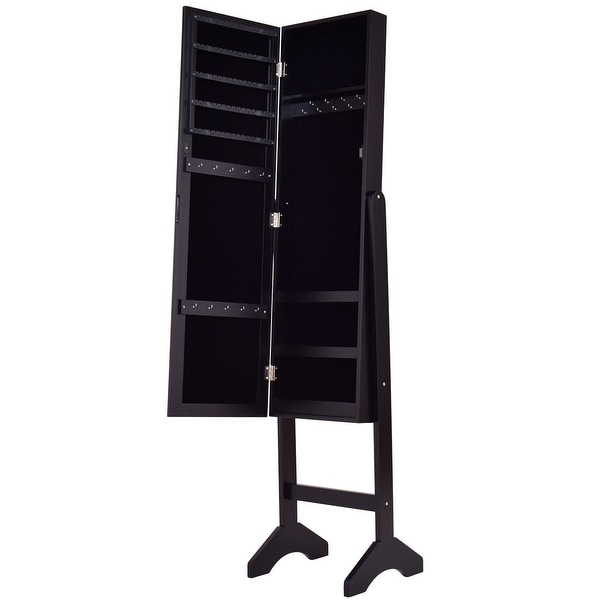 shop costway black mirrored jewelry cabinet armoire new - free