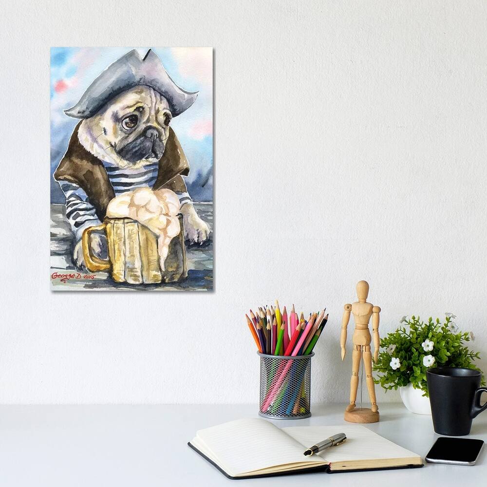 iCanvas "Pug The Sailor" by George Dyachenko Canvas Print