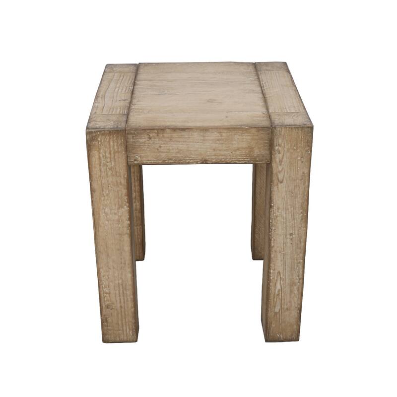 Mao Side End Table, 22 Inch Square Top with Chunky Legs, Rustic Brown