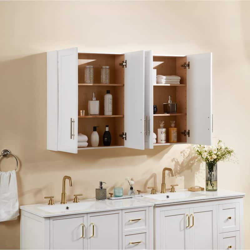 Wooden Wall-Mounted Cabinet with Double Doors and Shelves.