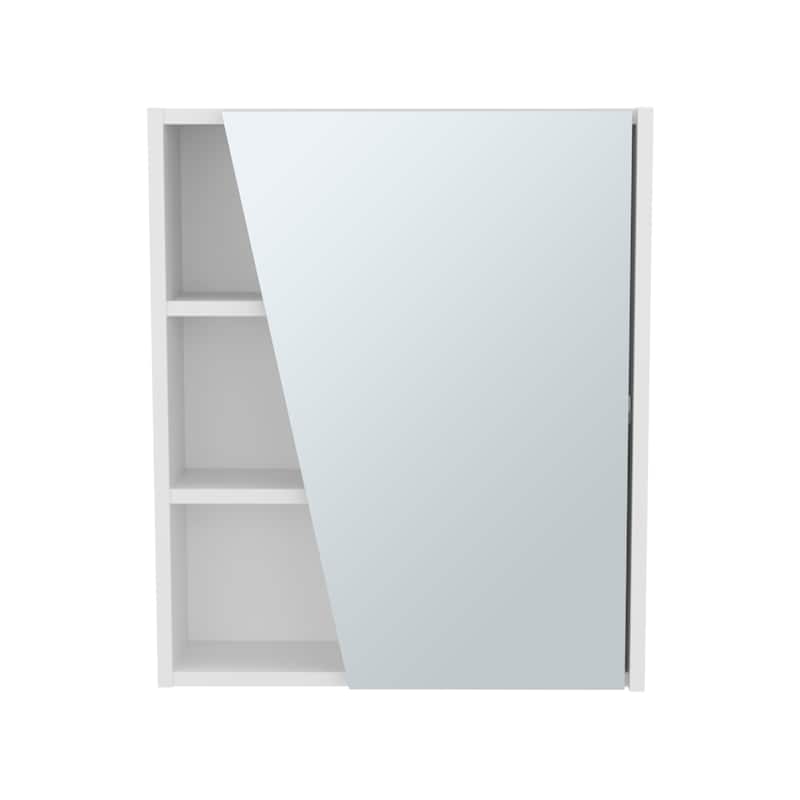 Quintana Wall-Mounted Mirror Medicine Cabinet With One Door And Four Open Compartments, White