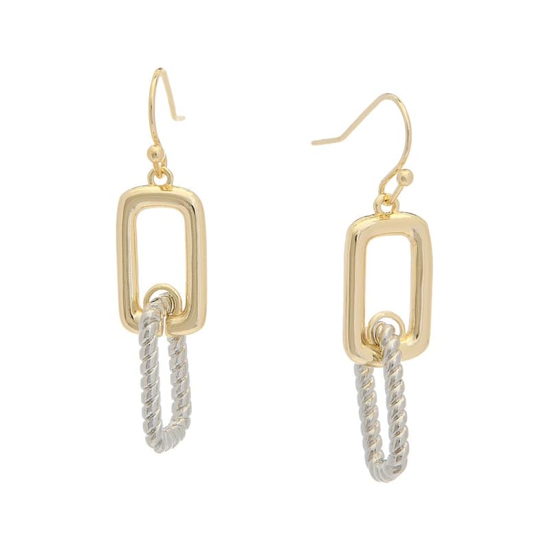 Juvell Two Tone Gold Plated Brass Dangling Link Earrings - N/A