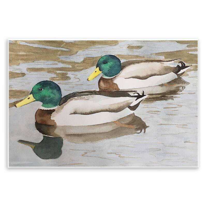 Stupell Mallard Ducks Pair Wall Plaque Art Design By Stephanie Fielden - 15 x 10