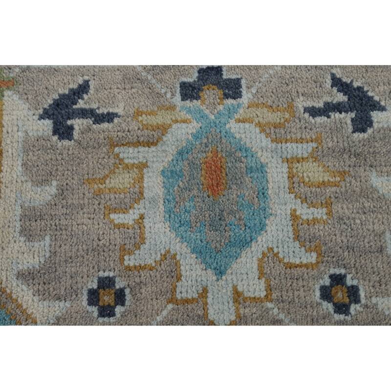 Oushak Indian Area Rug Handmade Beige Wool Carpet - 9'0" x 12'1"