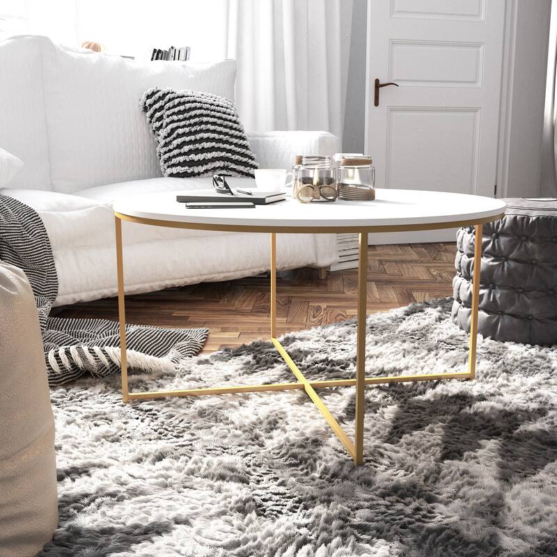 Signature Design by Ashley Coylin Cocktail Table - Tempered Glass Table - White