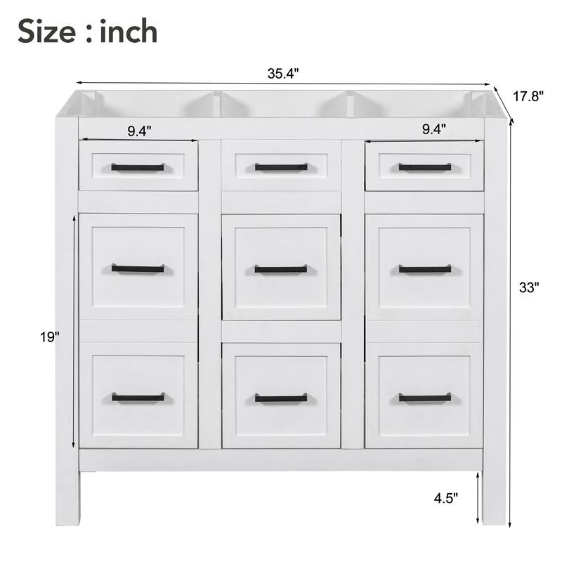 36-Inch Bathroom Vanity with Ceramic Sink Combo, Modern Freestanding Storage Cabinet