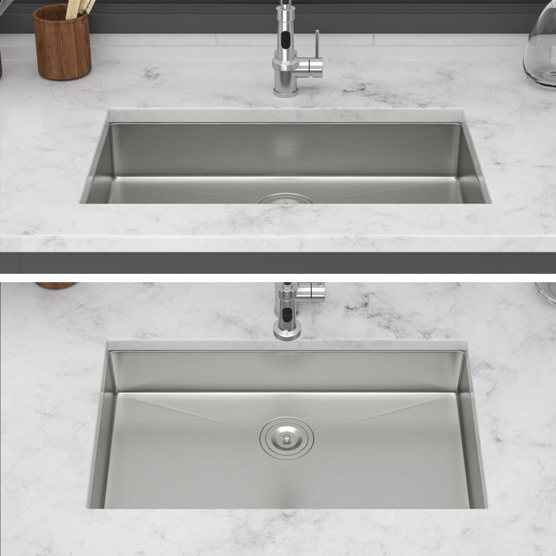 Kitchen Sink, 27 Inch Undermount Sink 5.5-Inch Single Bowl 16 Gauge Stainless Steel 27x18x5.5 Inch Handmade Sinks Basin