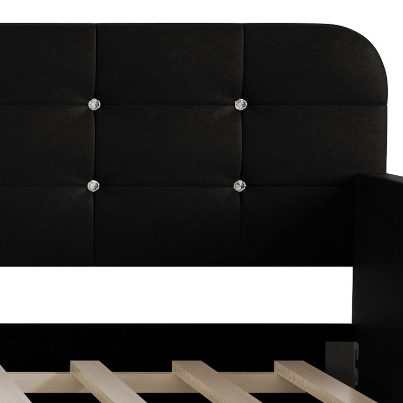 Clayfell Elyria Diamond Button Tufted Velvet Upholstered Daybed