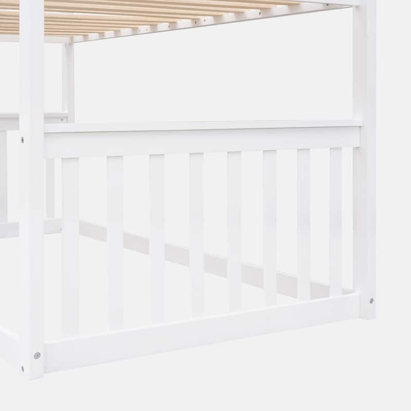Twin Over Twin House Bunk Bed With Ladder