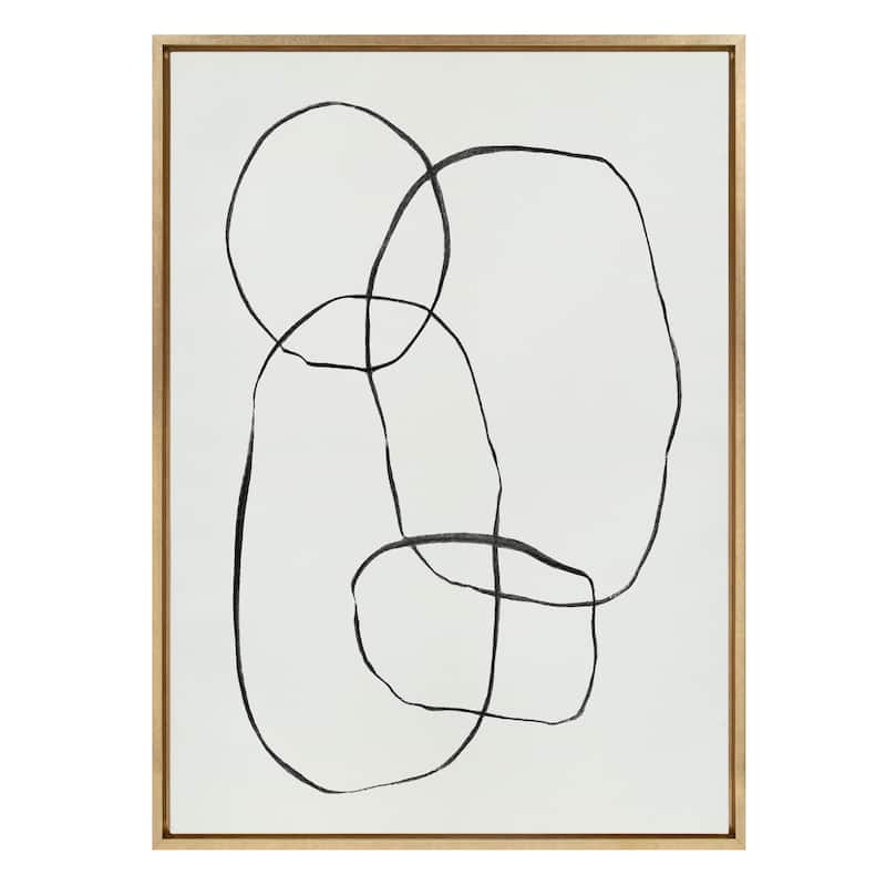 Kate and Laurel Sylvie 871 Modern Circles Framed Canvas by Teju Reval - 28x38 - Plastic - Gold