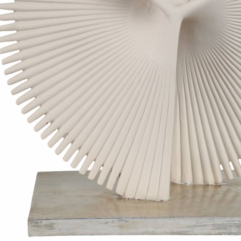 Resin Decorative Object Sculpture Geometric Fan Design - 19" Ivory - 17" x 7" x 19"