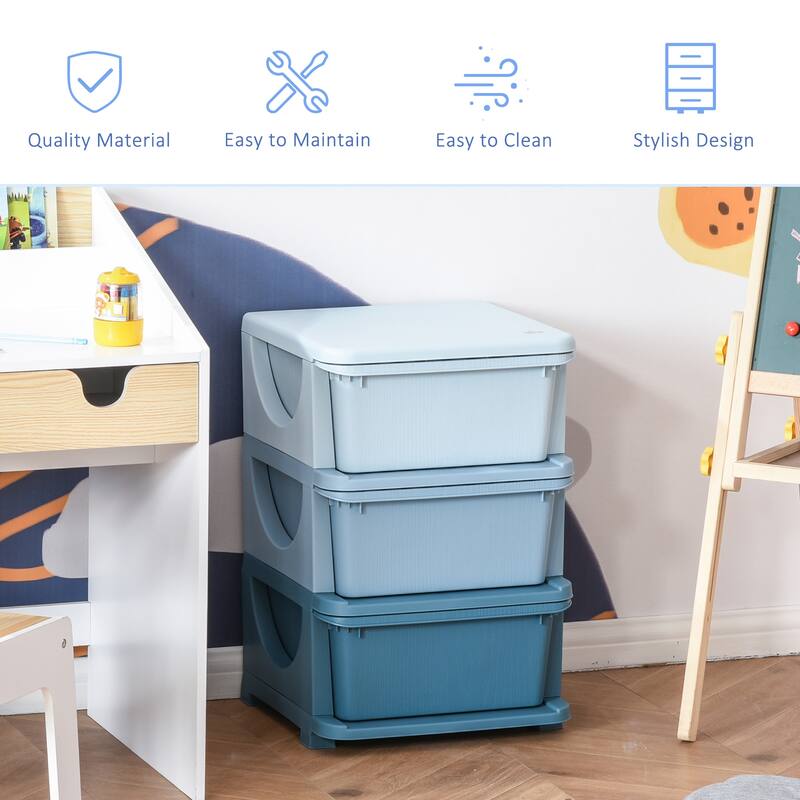 3 Tier Kids Storage Unit Dresser Tower with Drawers Chest Toy Organizer for Bedroom Nursery Kindergarten Living Room
