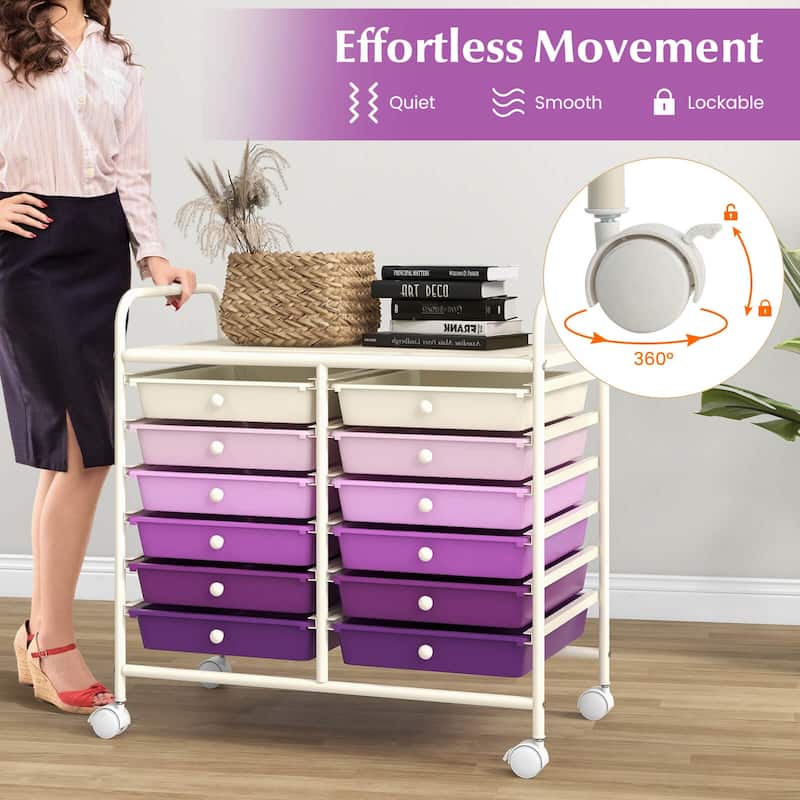 Costway 12 Drawers Rolling Cart Storage Scrapbook Paper Studio - See Details