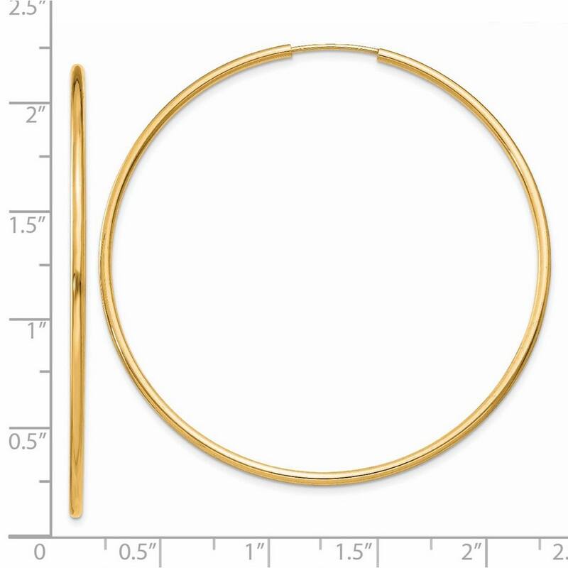 Curata 14k Yellow Gold 1.5x51mm Polished Round Endless Hoop