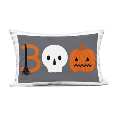 Stupell Boo Halloween Fun Typography Printed Outdoor Throw Pillow Design by Sazerelli Designs