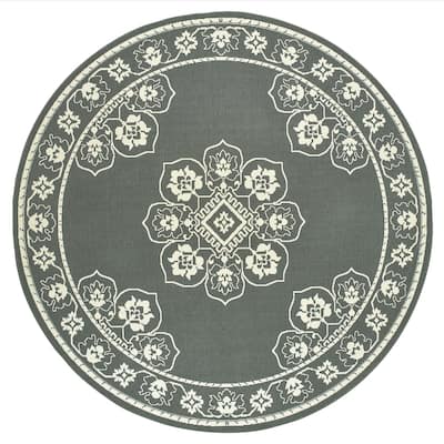Style Haven Marianna Bordered Medallion Loop Pile Indoor Outdoor Area Rug