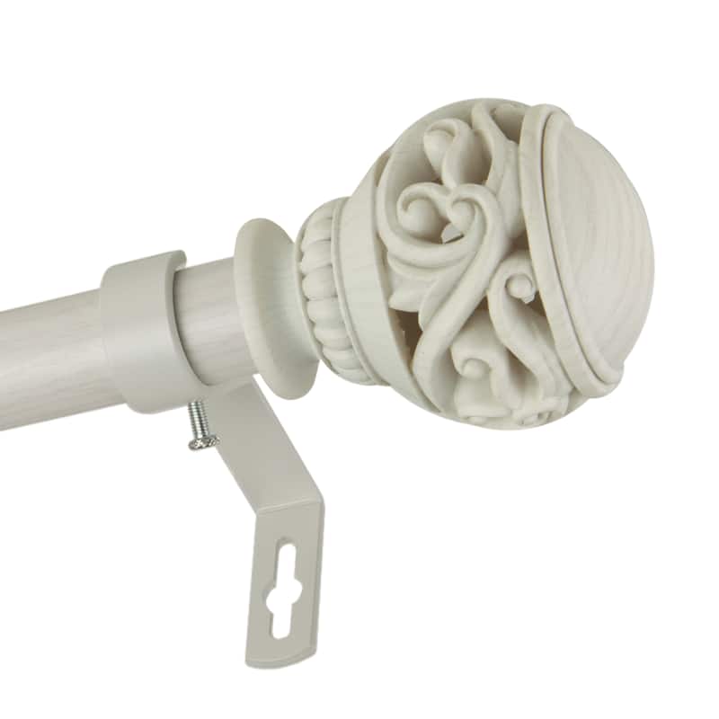 InStyleDesign Leah 1 inch Faux Wood Curtain Rod - 28 to 48 inches - Pearl White