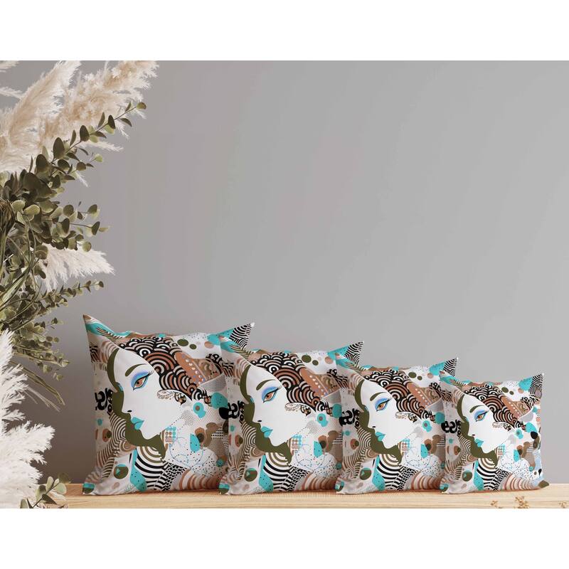 Modern Magic Indoor/Outdoor Reversible Throw Pillow Blue and Bronze