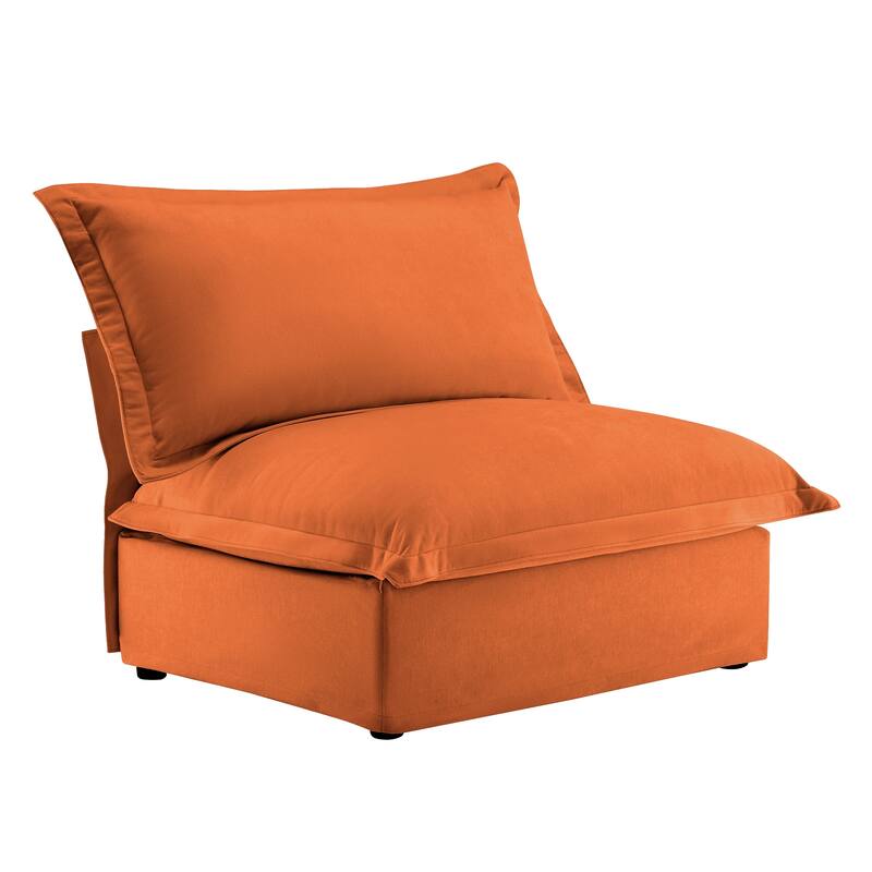 Armless Orange Sofa in Chenille Material