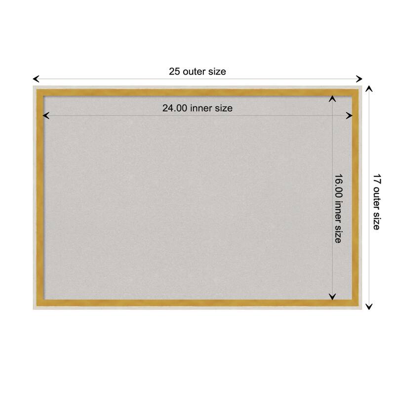 Paige Wood Framed Grey Corkboard Bulletin Board - Paige White Gold - Board Size 24x16