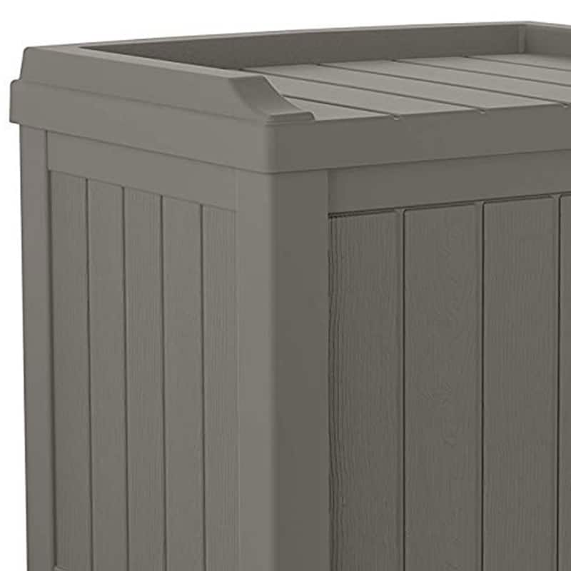 Suncast 22 Gallon Outdoor Patio Small Deck Box with Storage Seat, Stone (2 Pack)