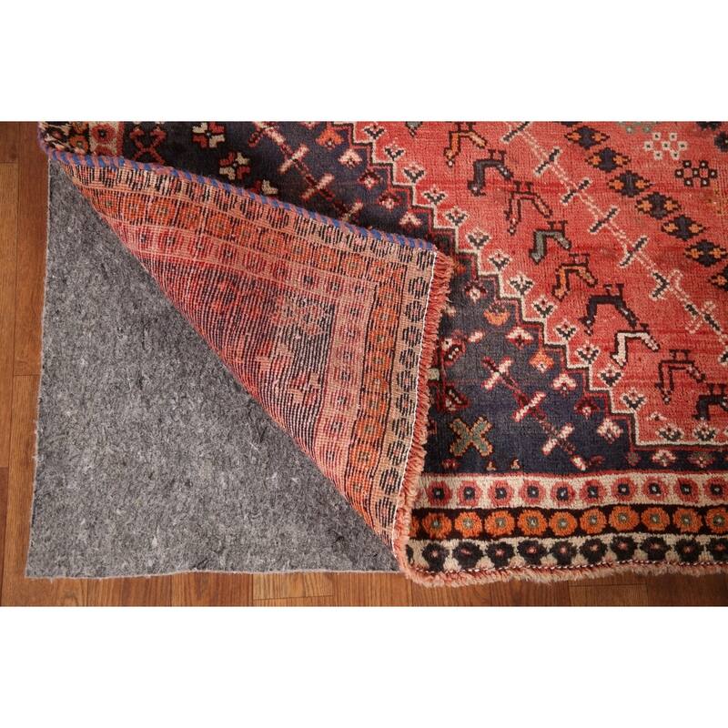 Vegetable Dye Pink Shiraz Persian Antique Rug Handmade Wool Carpet 6