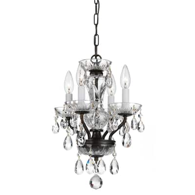 Traditional Crystal Spectra 4 Light Chrome Mini Chandelier - 11'' W x 15'' H