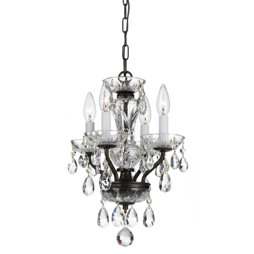 Traditional Crystal Spectra 4 Light Chrome Mini Chandelier - 11'' W x 15'' H