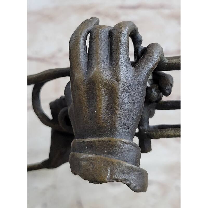 Abstract Bronze Metal Bust Sculpture Statue Of Trumpet Player On Marble Base Signed Art