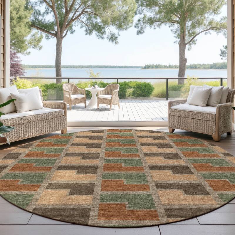 Machine Washable Indoor/ Outdoor Contemporary Kaylee Chantille Rug - Paprika - 8' x 8'