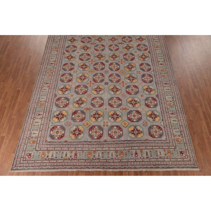 All-Over Kazak Area Rug Handmade Wool Carpet - 9'7" x 13'1"