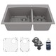 preview thumbnail 45 of 81, Karran Drop-In Quartz 33 in. 1-Hole 60/40 Double Bowl Kitchen Sink Kit