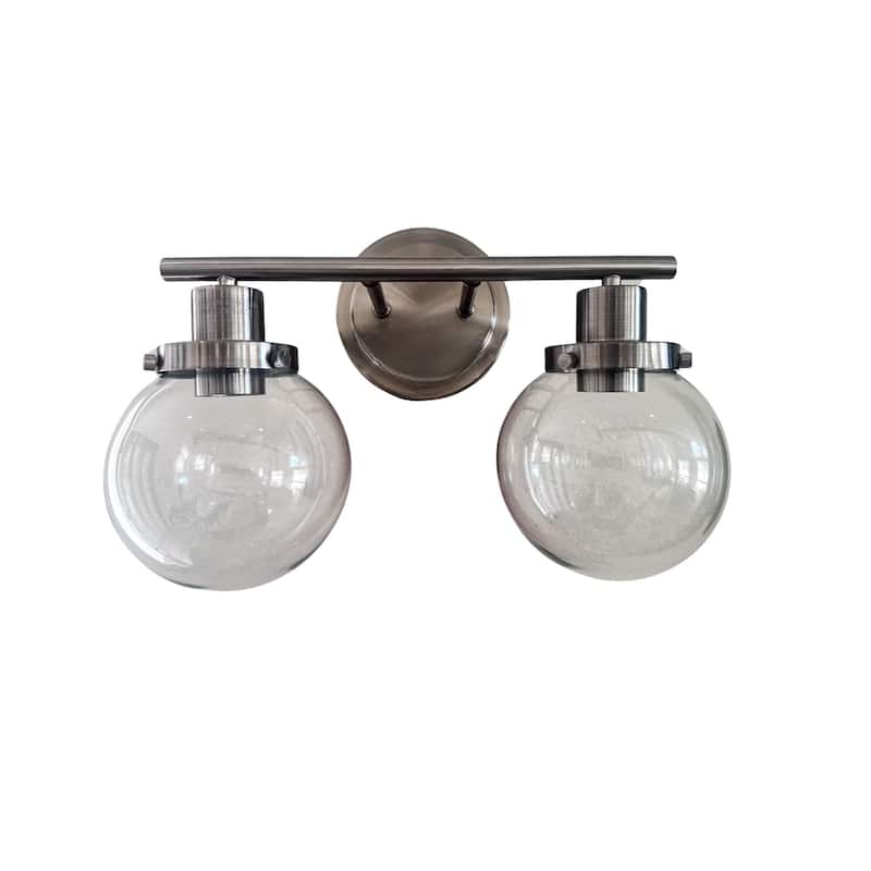 Bathroom Vanity Light , 2-Light Black Wall Sconce Lighting Wall Lamp with Clear Glass Shade, Living Room, Bedroom - Black and Silver